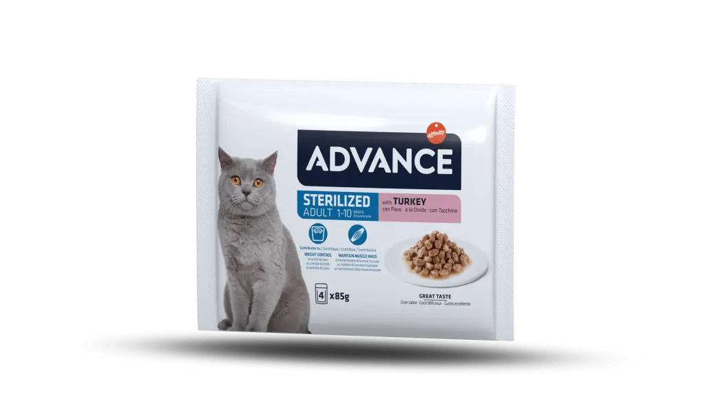 Comida Humeda Advance Gato Esterilizado Pavo 4 Unidades