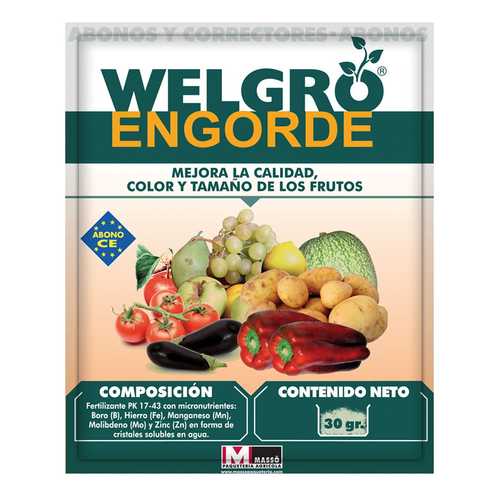 Abono Foliar con Aminoácidos WELGRO Engorde 30 gr