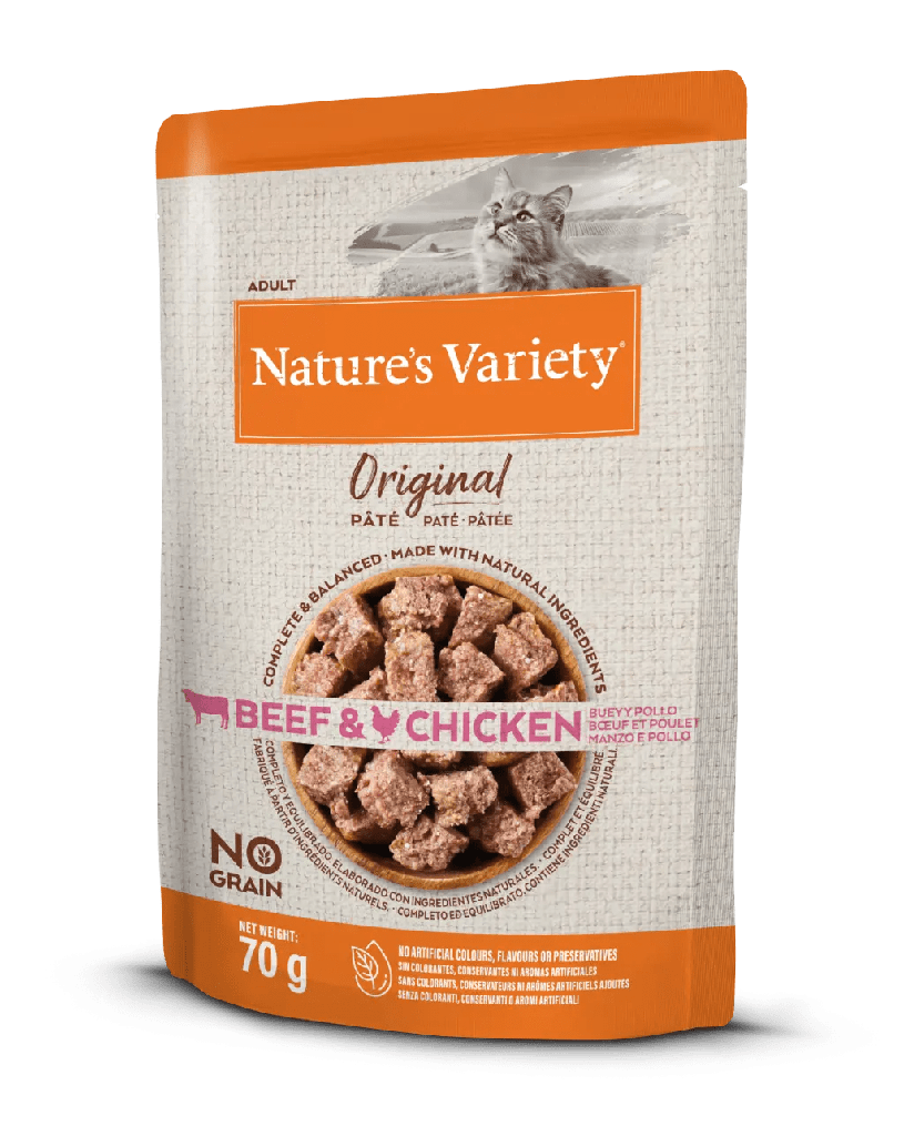 Sobre Humedo Nature's Variety Gato No Grain Adult Pollo con Buey
